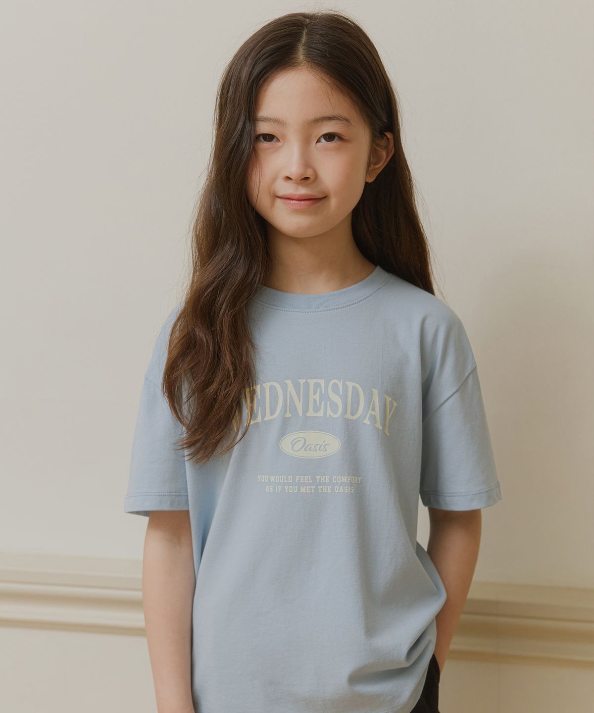 웬즈데이오아시스 키즈(WEDNESDAYOASIS KIDS) [Kids]시그니처 반팔 티셔츠_LIGHT BLUE(WB6TP37)