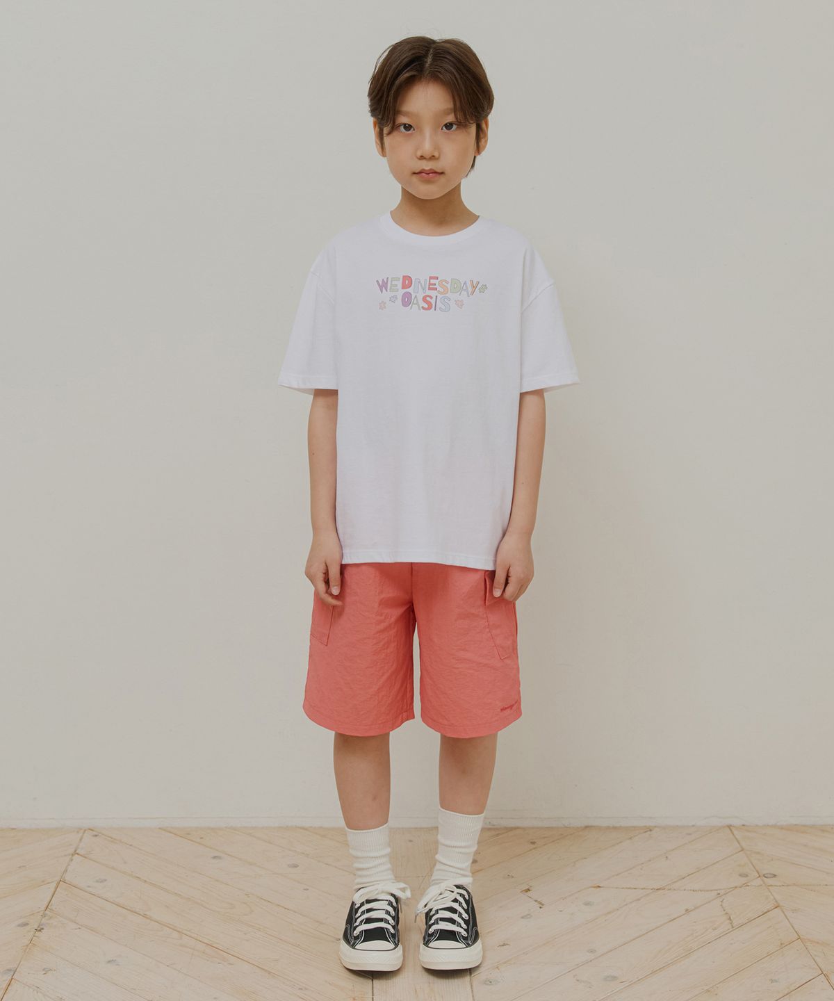 웬즈데이오아시스 키즈(WEDNESDAYOASIS KIDS) [Kids]퍼즐 데이 하프 티셔츠_IVORY(WB6TP42)