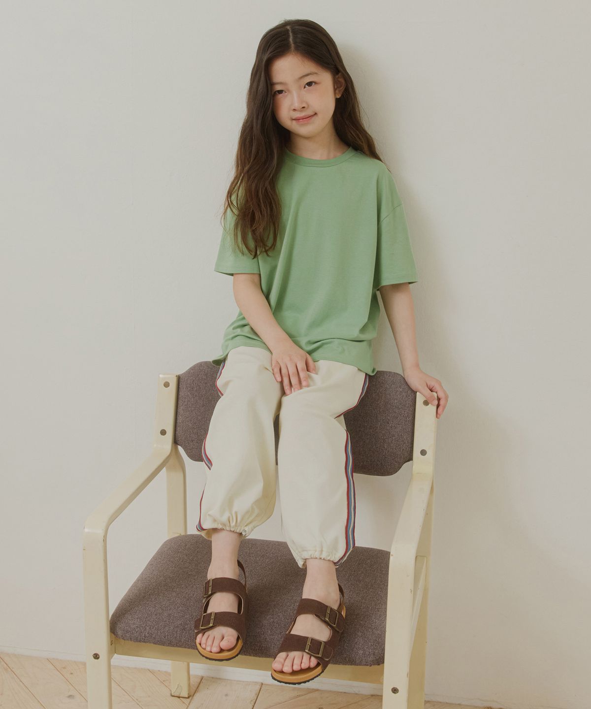 웬즈데이오아시스 키즈(WEDNESDAYOASIS KIDS) [Kids]소프트 모달 하프 티셔츠_SAGE GREEN(WB6TP40)