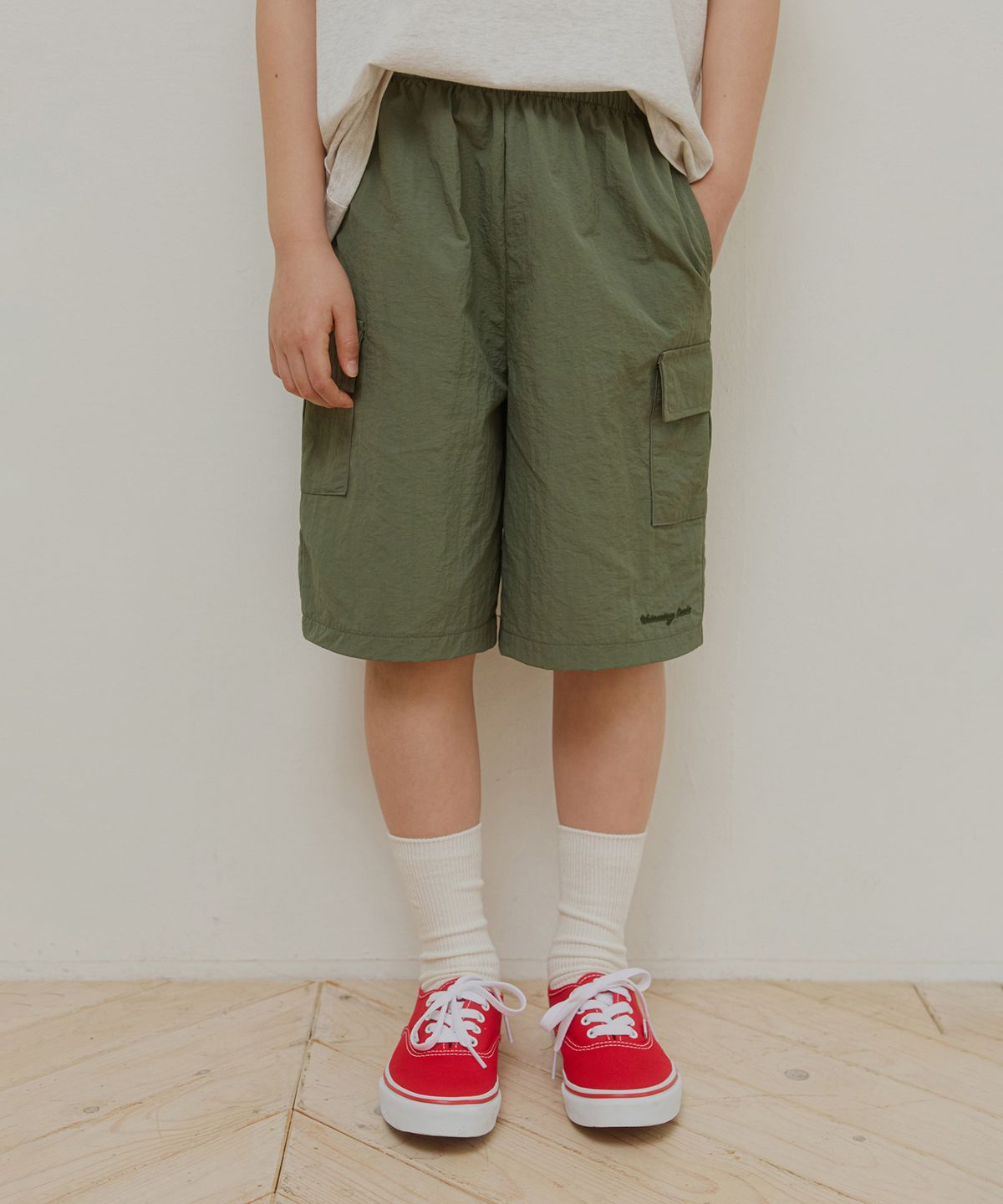 웬즈데이오아시스 키즈(WEDNESDAYOASIS KIDS) [Kids]스톤 카고 포켓 밴딩 쇼츠_KHAKI(WB6PT29)