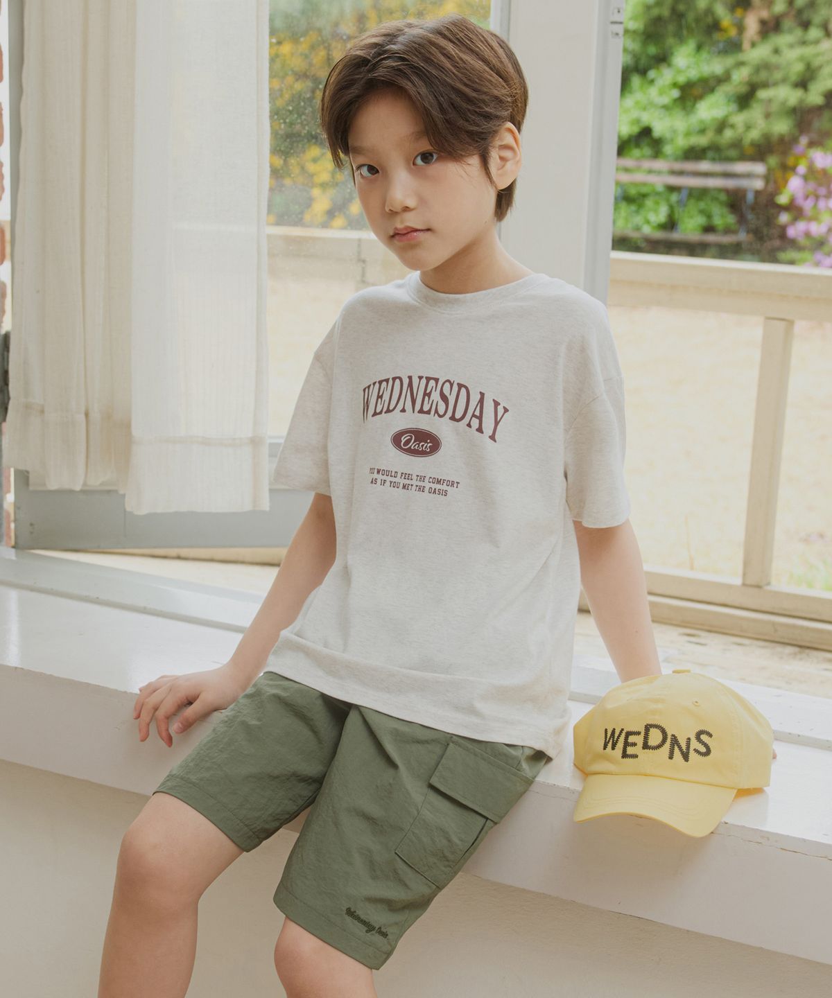 웬즈데이오아시스 키즈(WEDNESDAYOASIS KIDS) [Kids]스톤 카고 포켓 밴딩 쇼츠_KHAKI(WB6PT29)
