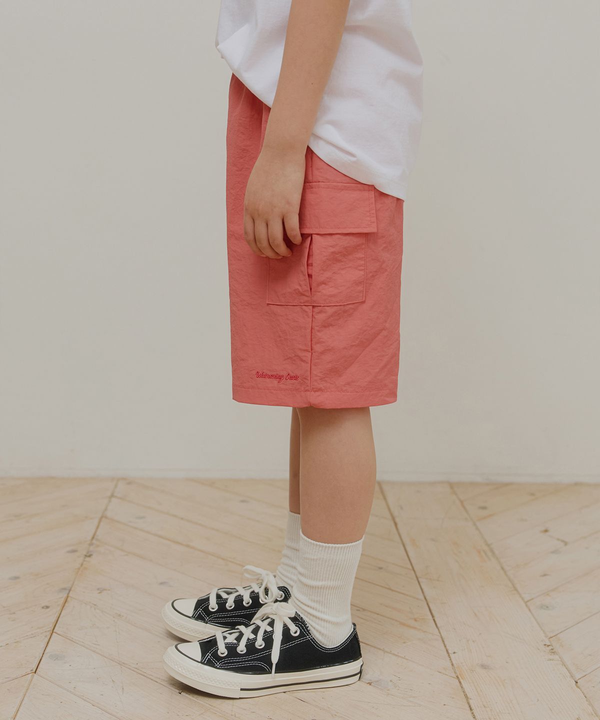 웬즈데이오아시스 키즈(WEDNESDAYOASIS KIDS) [Kids]스톤 카고 포켓 밴딩 쇼츠_CORAL(WB6PT29)