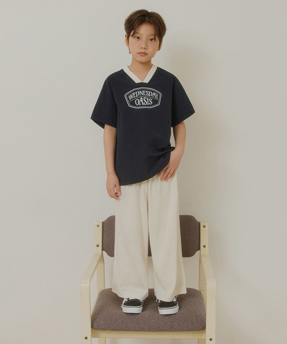 웬즈데이오아시스 키즈(WEDNESDAYOASIS KIDS) [Kids]버튼 밴딩 스웻 팬츠_CREAM(WB6PT32)