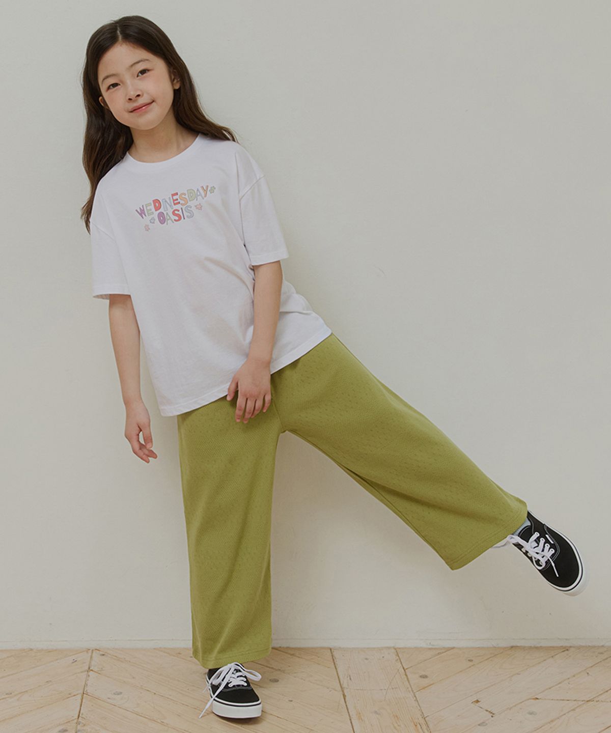 웬즈데이오아시스 키즈(WEDNESDAYOASIS KIDS) [Kids]버튼 밴딩 스웻 팬츠_OLIVE(WB6PT32)