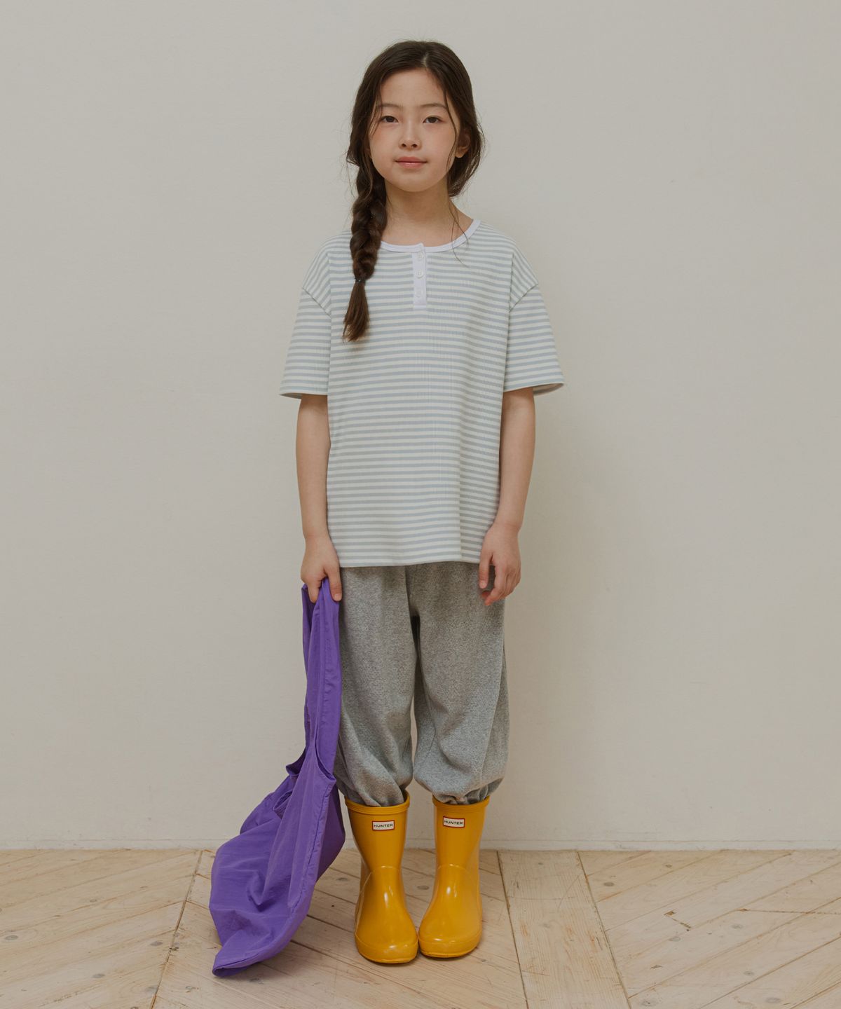 웬즈데이오아시스 키즈(WEDNESDAYOASIS KIDS) [Kids]버튼 밴딩 스웻 팬츠_MELANGE GRAY(WB6PT32)