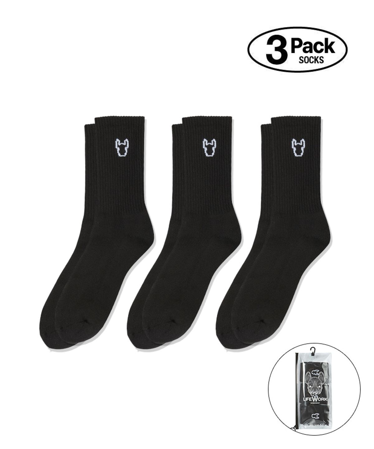 라이프워크(LIFEWORK) 3PACK 코마사 라독로고 크루삭스