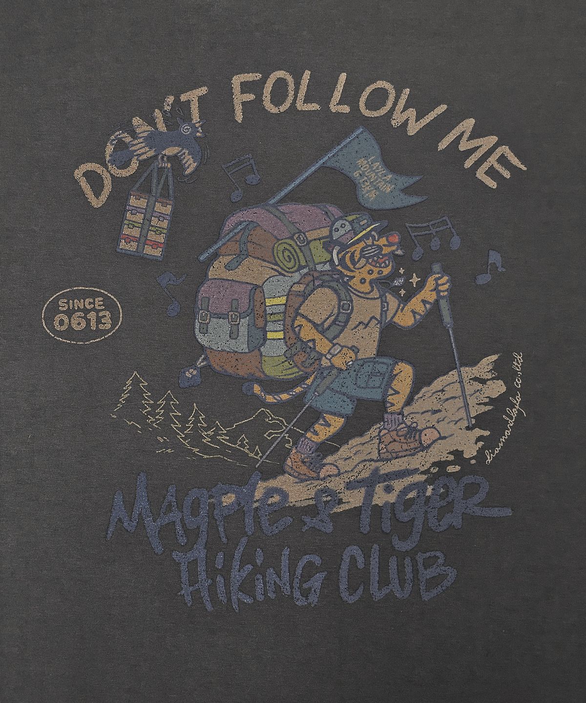 다이아몬드 레이라(DIAMOND LAYLA) [Machine Wash] KKAHO HIKING Short Sleeve T-shirt T105 Charcoal