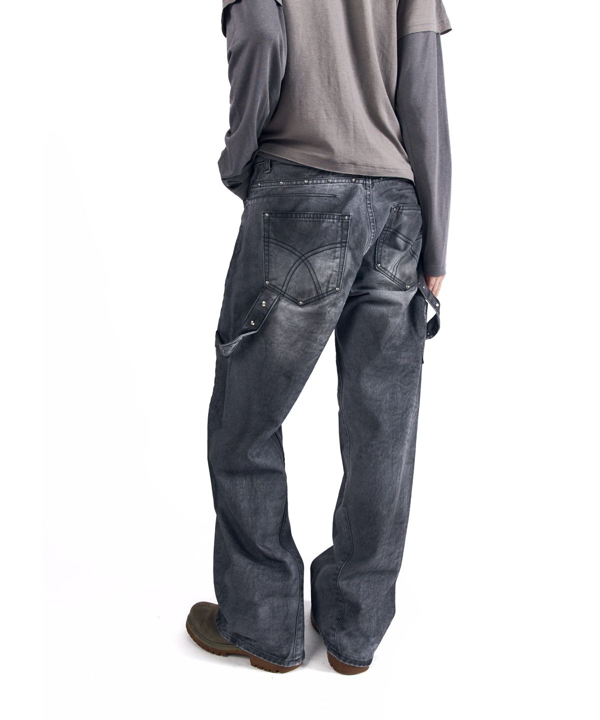 아캄(AAKAM) Hammer Studded Denim Pants (Black)