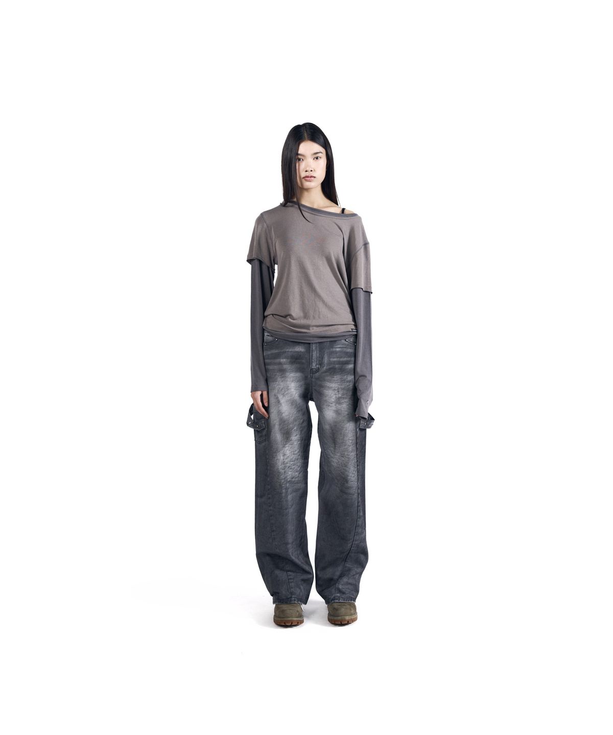 아캄(AAKAM) Hammer Studded Denim Pants (Black)