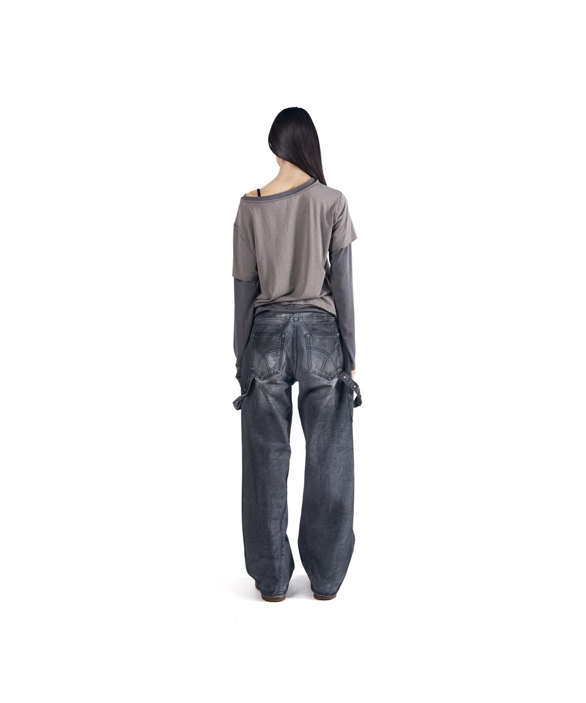 아캄(AAKAM) Hammer Studded Denim Pants (Black)