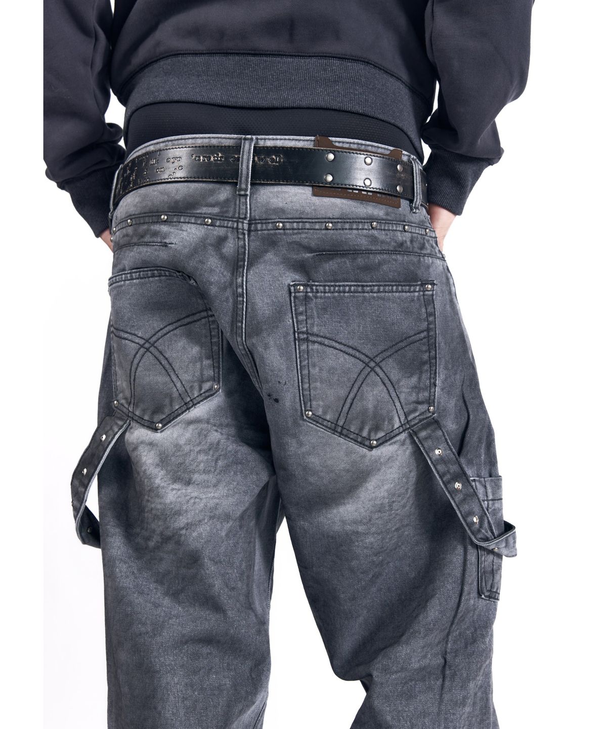 아캄(AAKAM) Hammer Studded Denim Pants (Black)