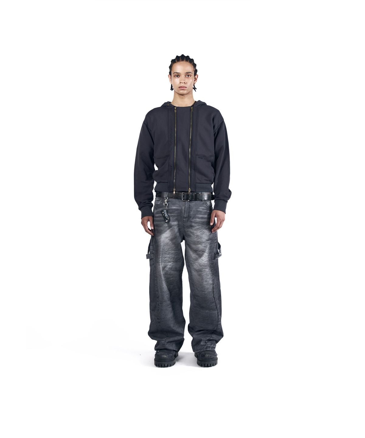 아캄(AAKAM) Hammer Studded Denim Pants (Black)