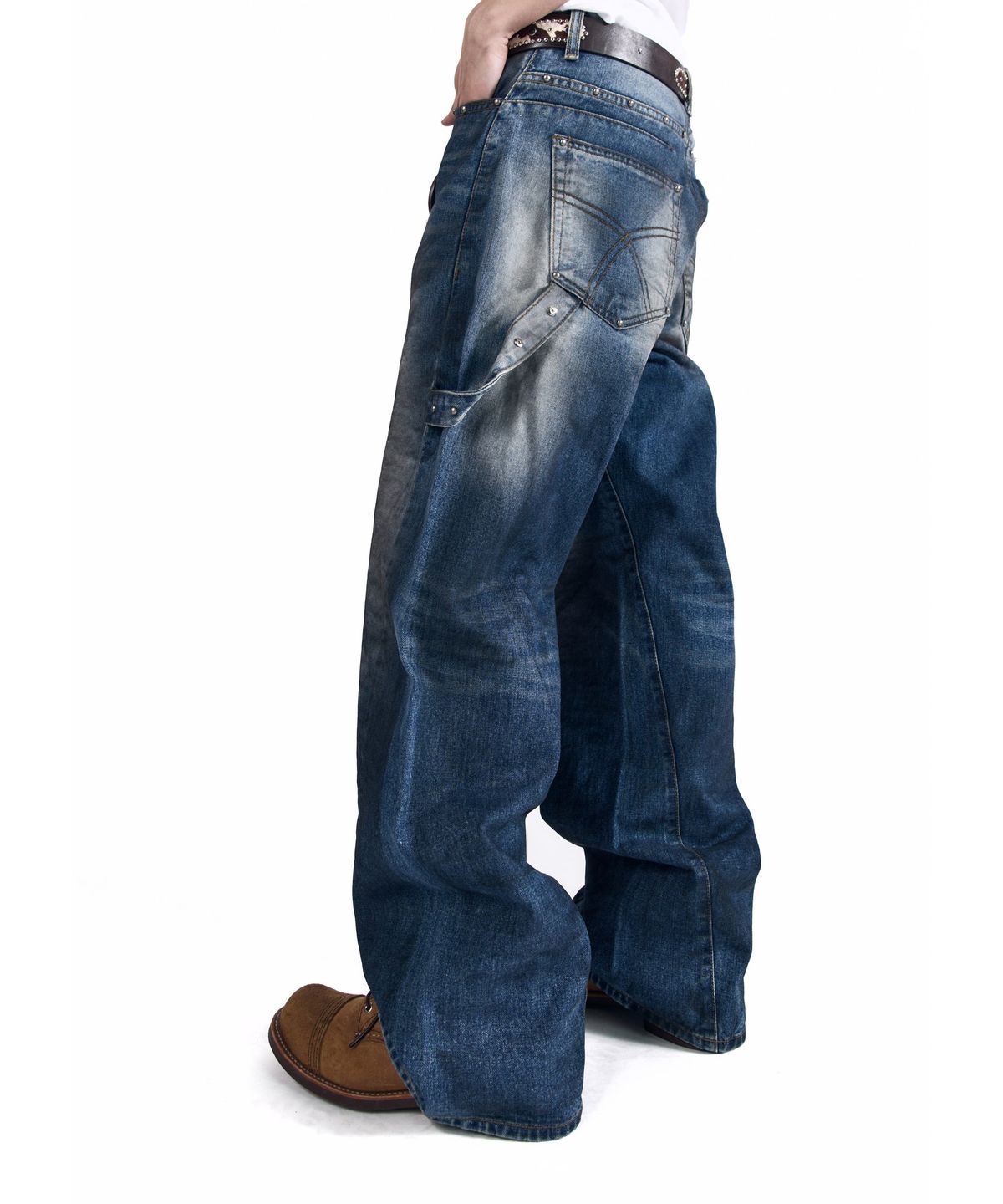 아캄(AAKAM) Hammer Studded Denim Pants (Blue)