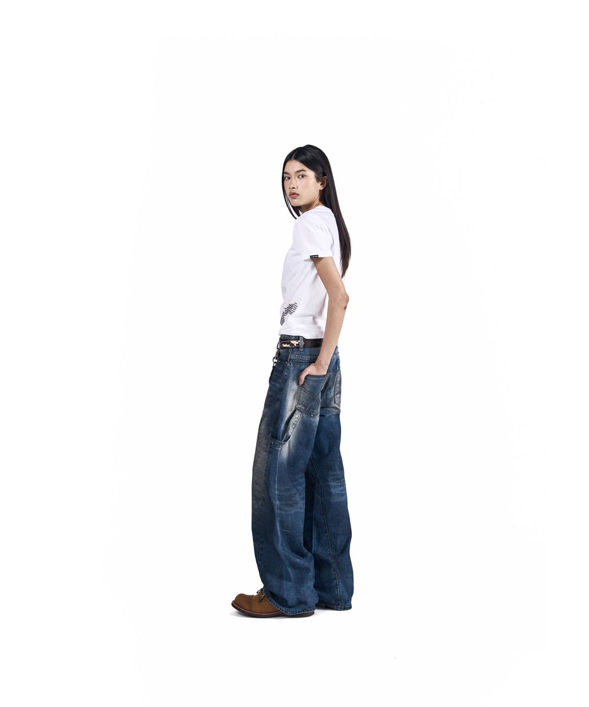 아캄(AAKAM) Hammer Studded Denim Pants (Blue)