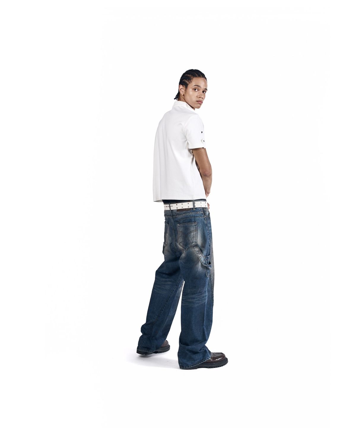 아캄(AAKAM) Hammer Studded Denim Pants (Blue)