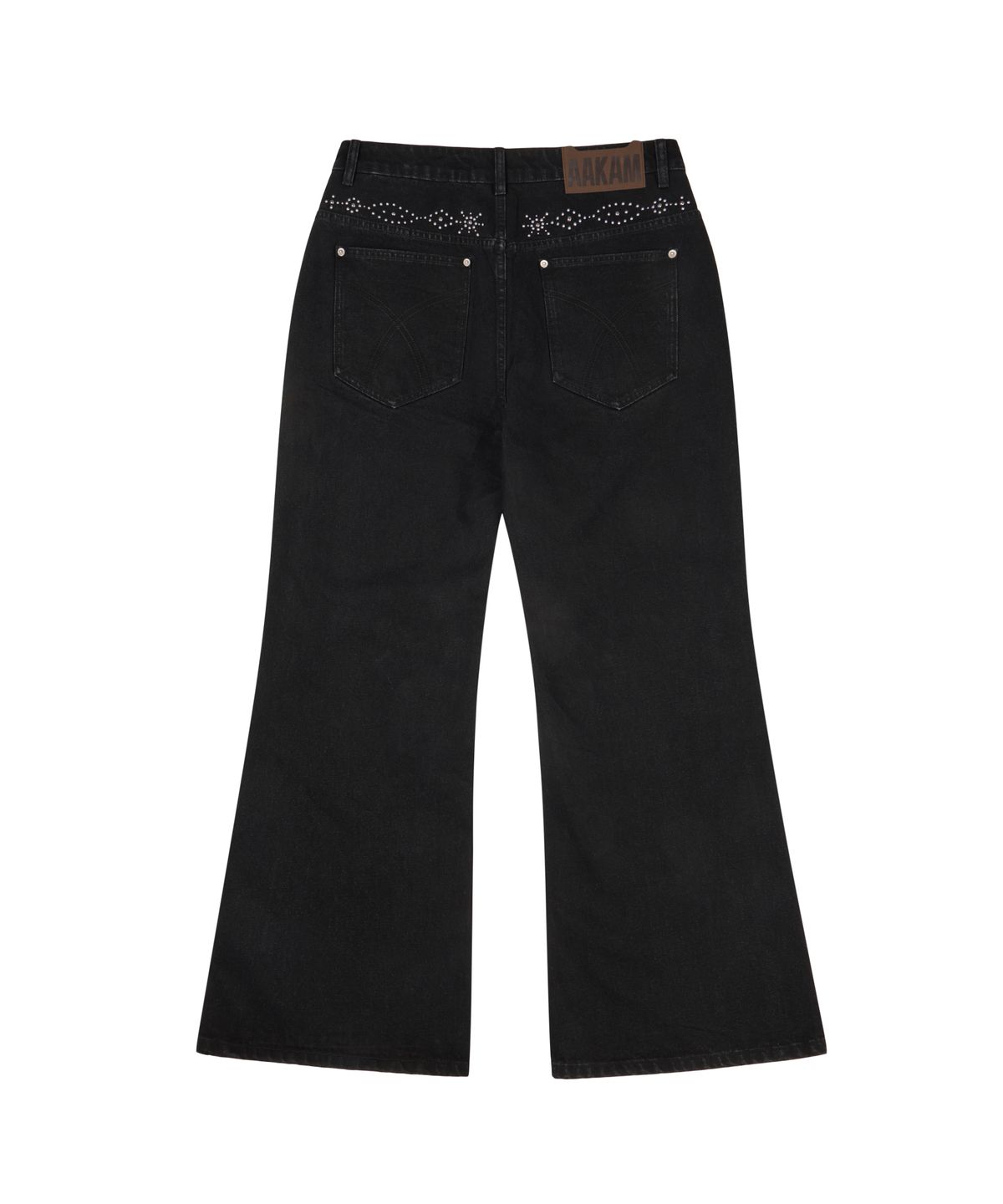 아캄(AAKAM) Back Studded Flare Denim Pants (Black)
