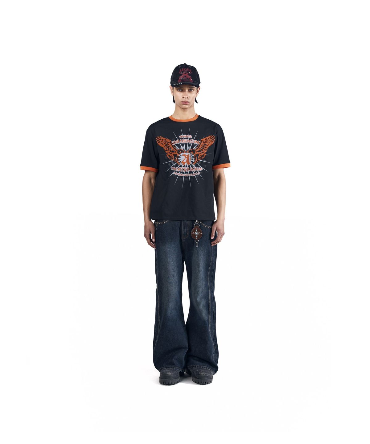 아캄(AAKAM) Back Studded Flare Denim Pants (Blue)
