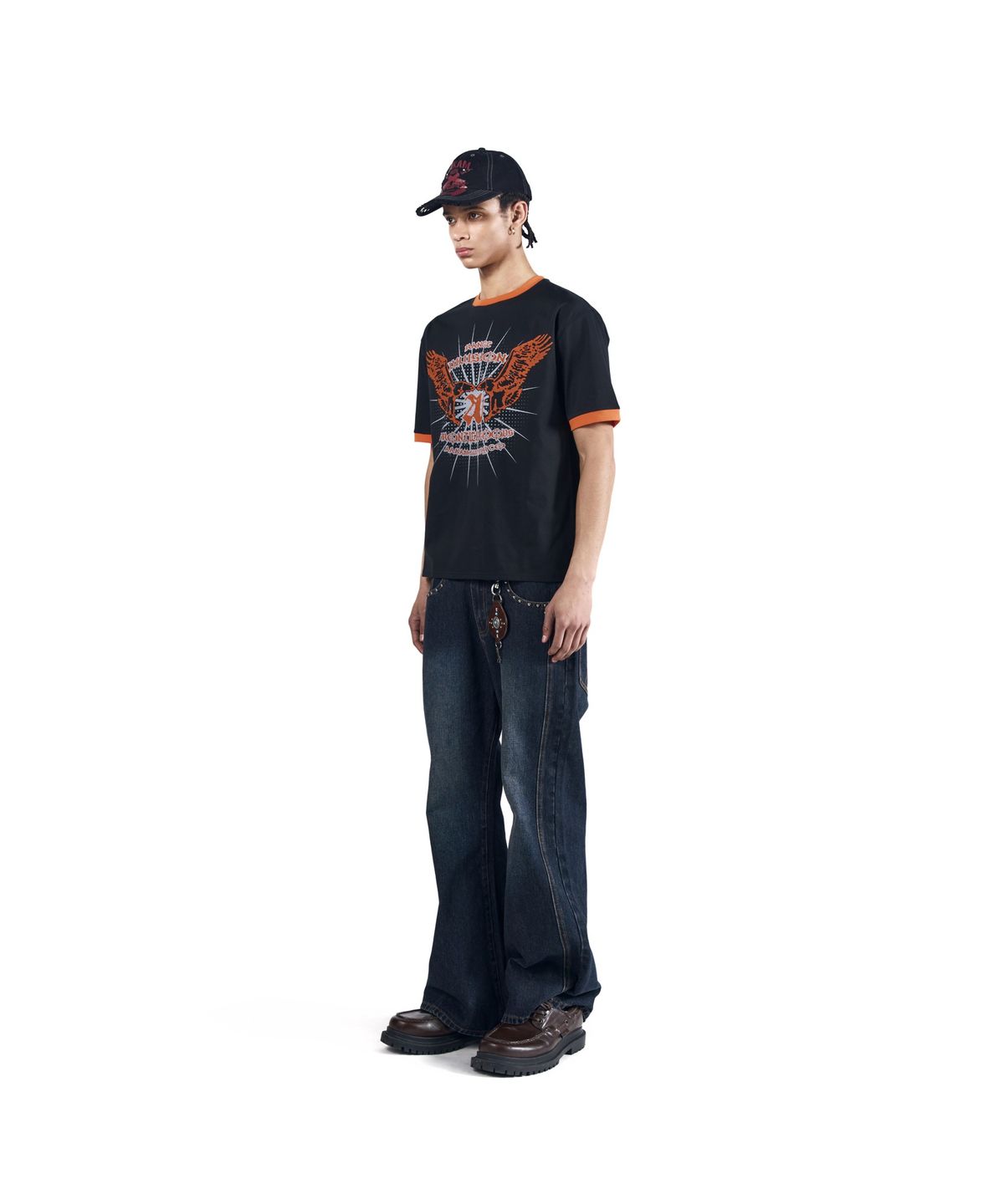 아캄(AAKAM) Back Studded Flare Denim Pants (Blue)