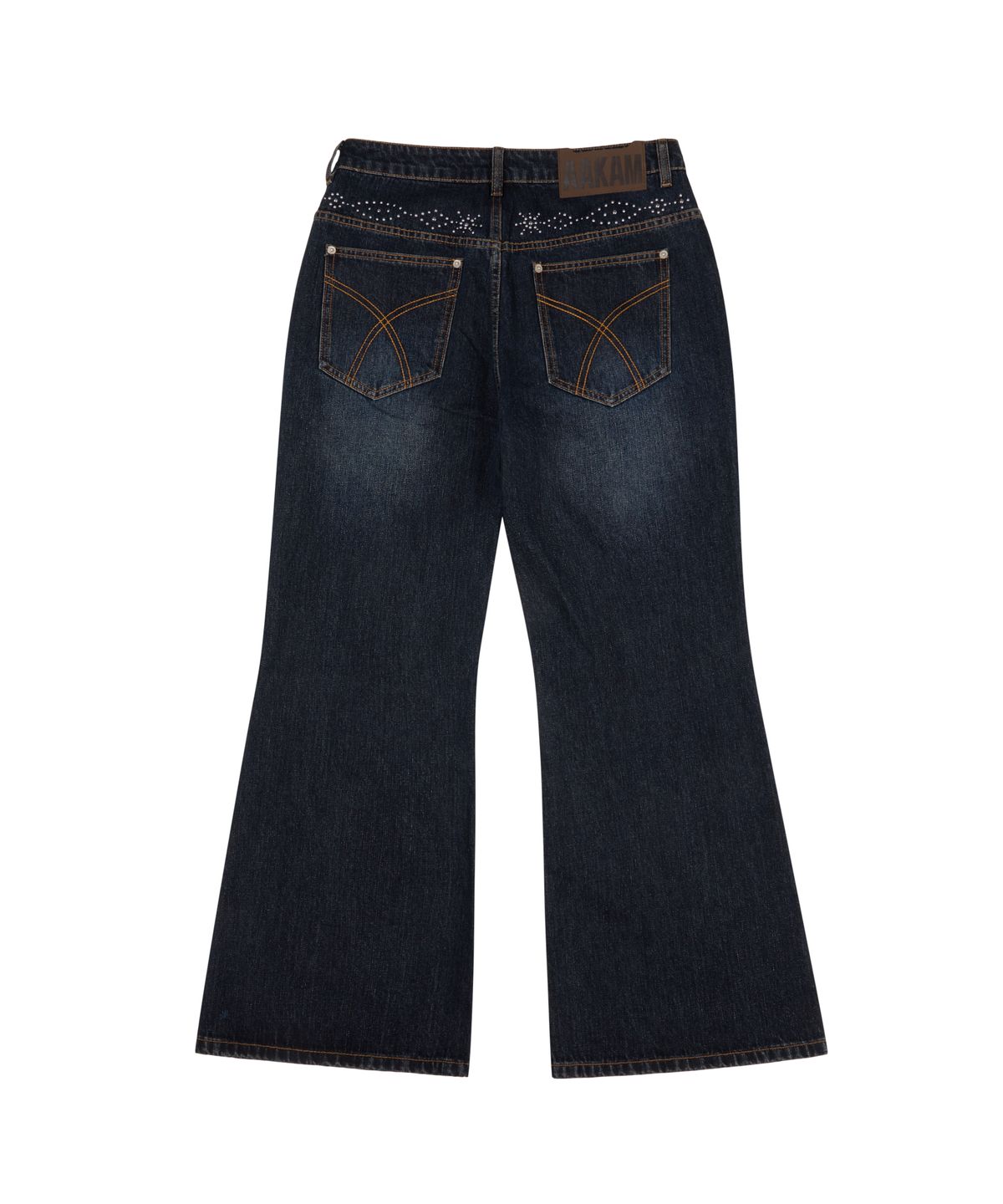 아캄(AAKAM) Back Studded Flare Denim Pants (Blue)