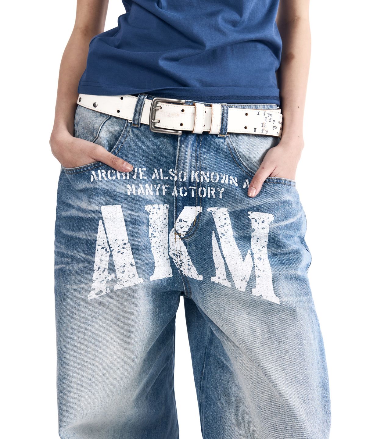 아캄(AAKAM) AKM Curved Denim Pants (Sky Blue)