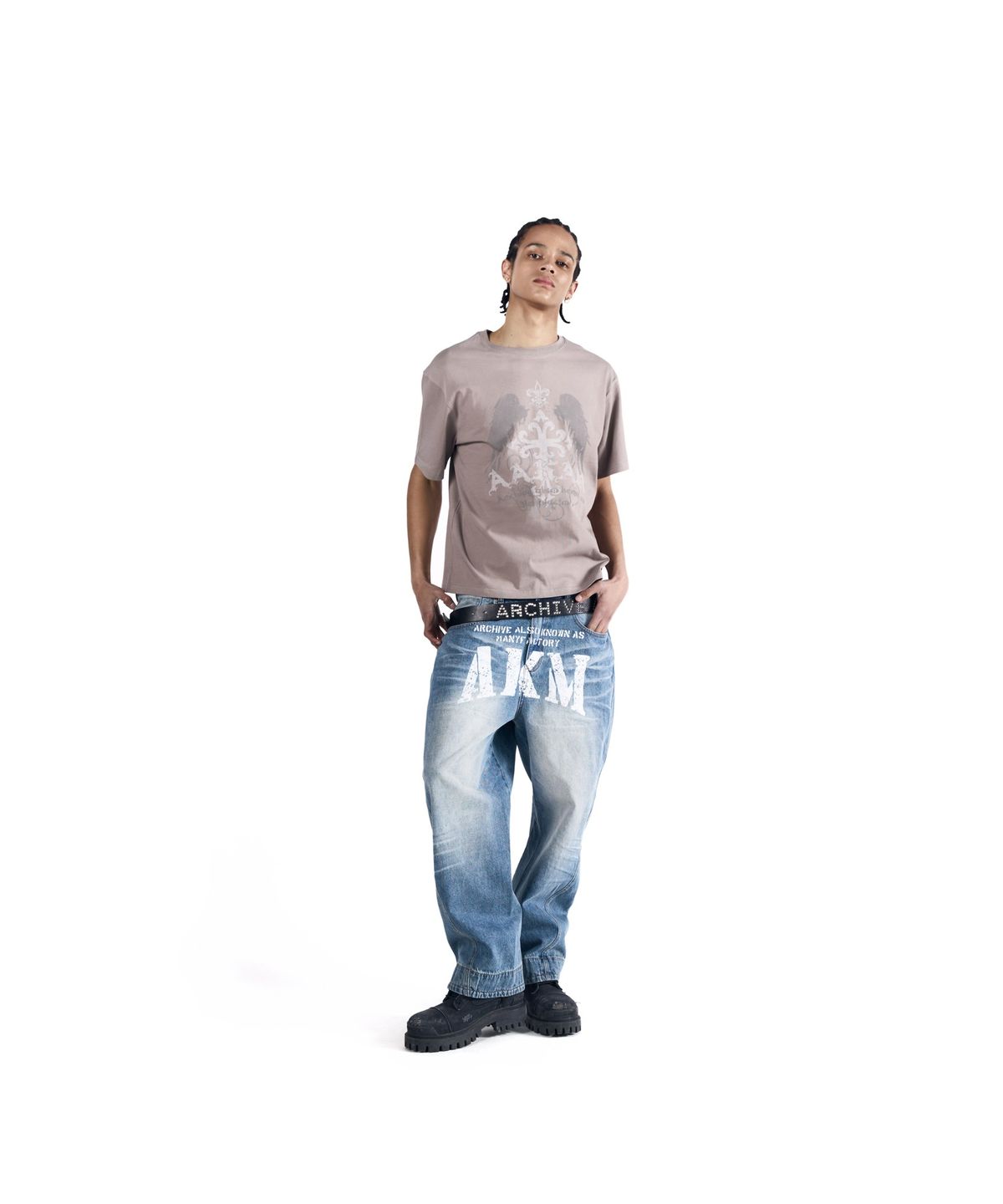 아캄(AAKAM) AKM Curved Denim Pants (Sky Blue)