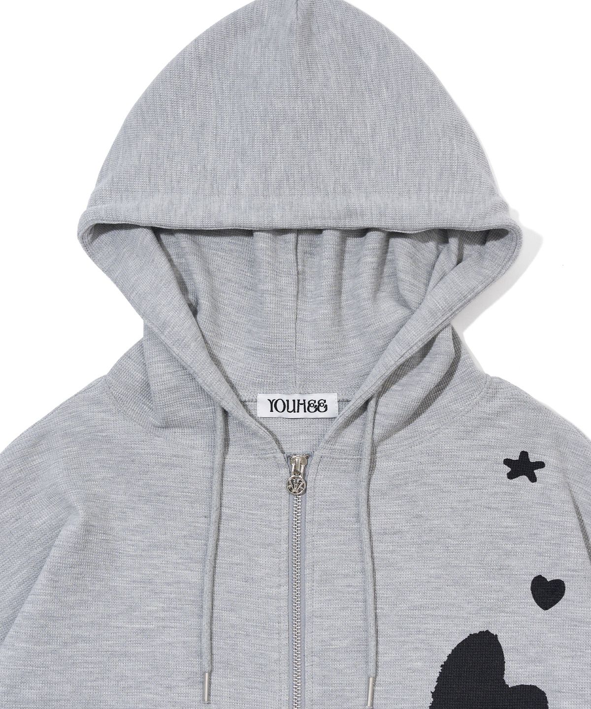 유희(YOUHEE) [3COLORS] GRAPHIC WAFFLE HOOD ZIP-UP