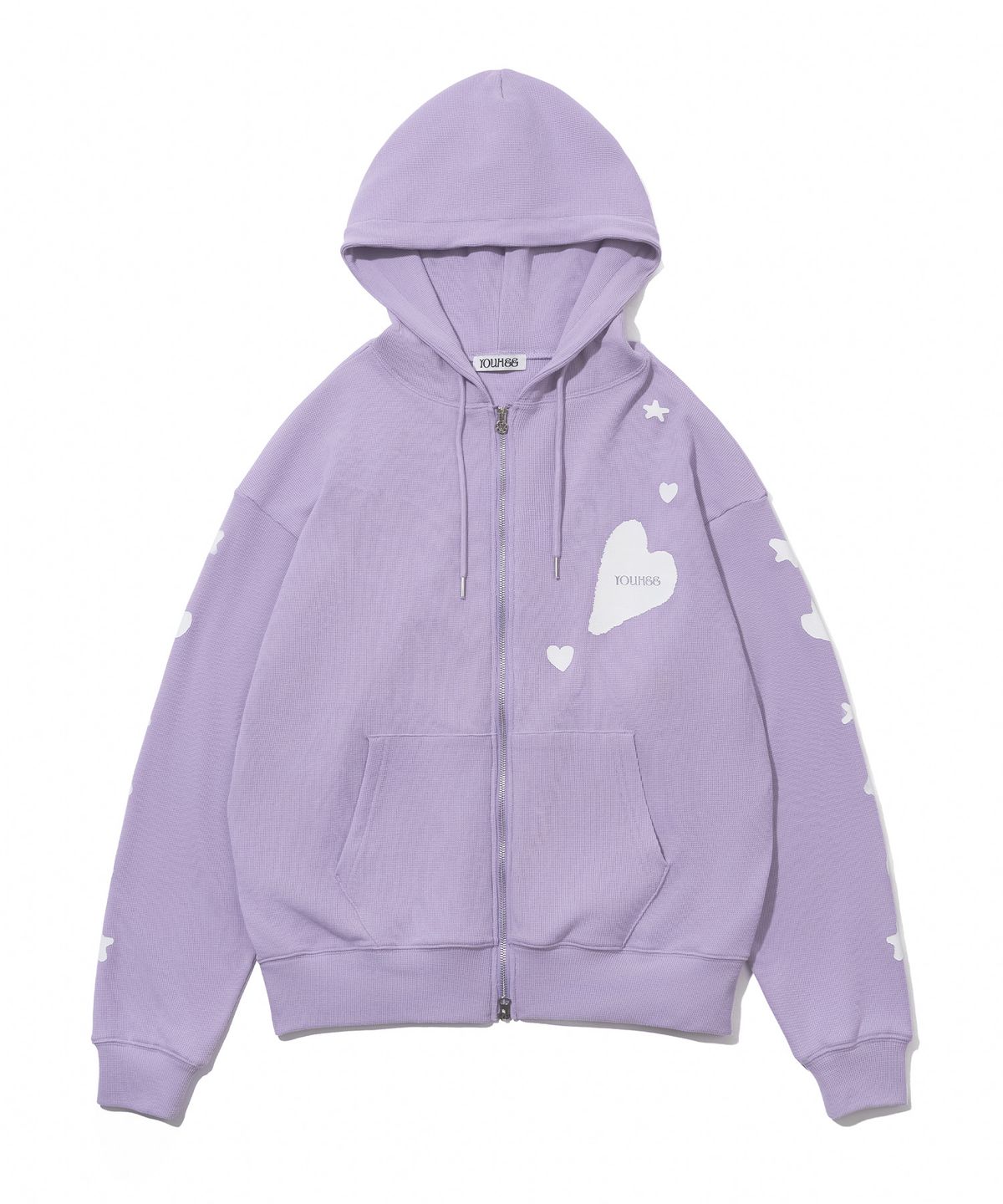 유희(YOUHEE) [3COLORS] GRAPHIC WAFFLE HOOD ZIP-UP