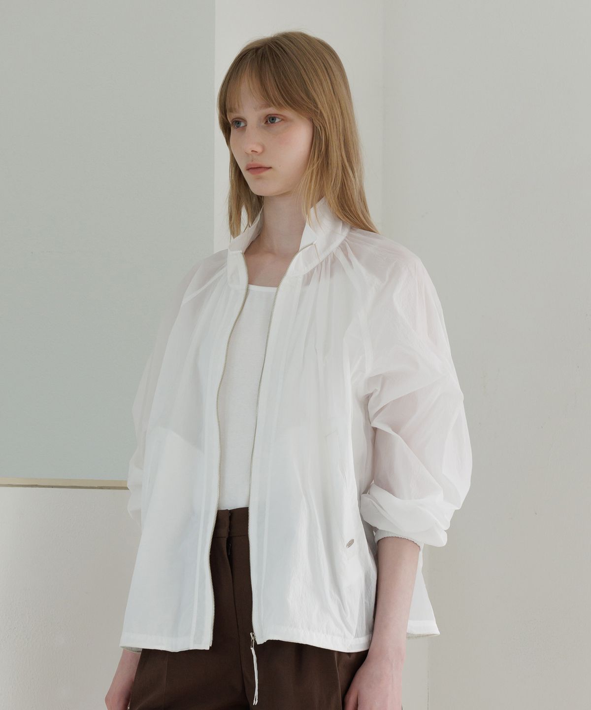 르메메(LEMEME) Voile Sheer High-Neck Jumper_3colors