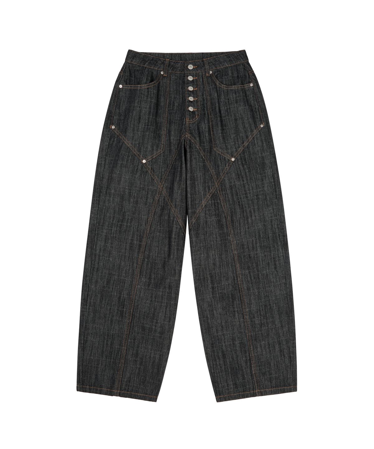 아캄(AAKAM) Oblique Incision Denim Pants (Black)