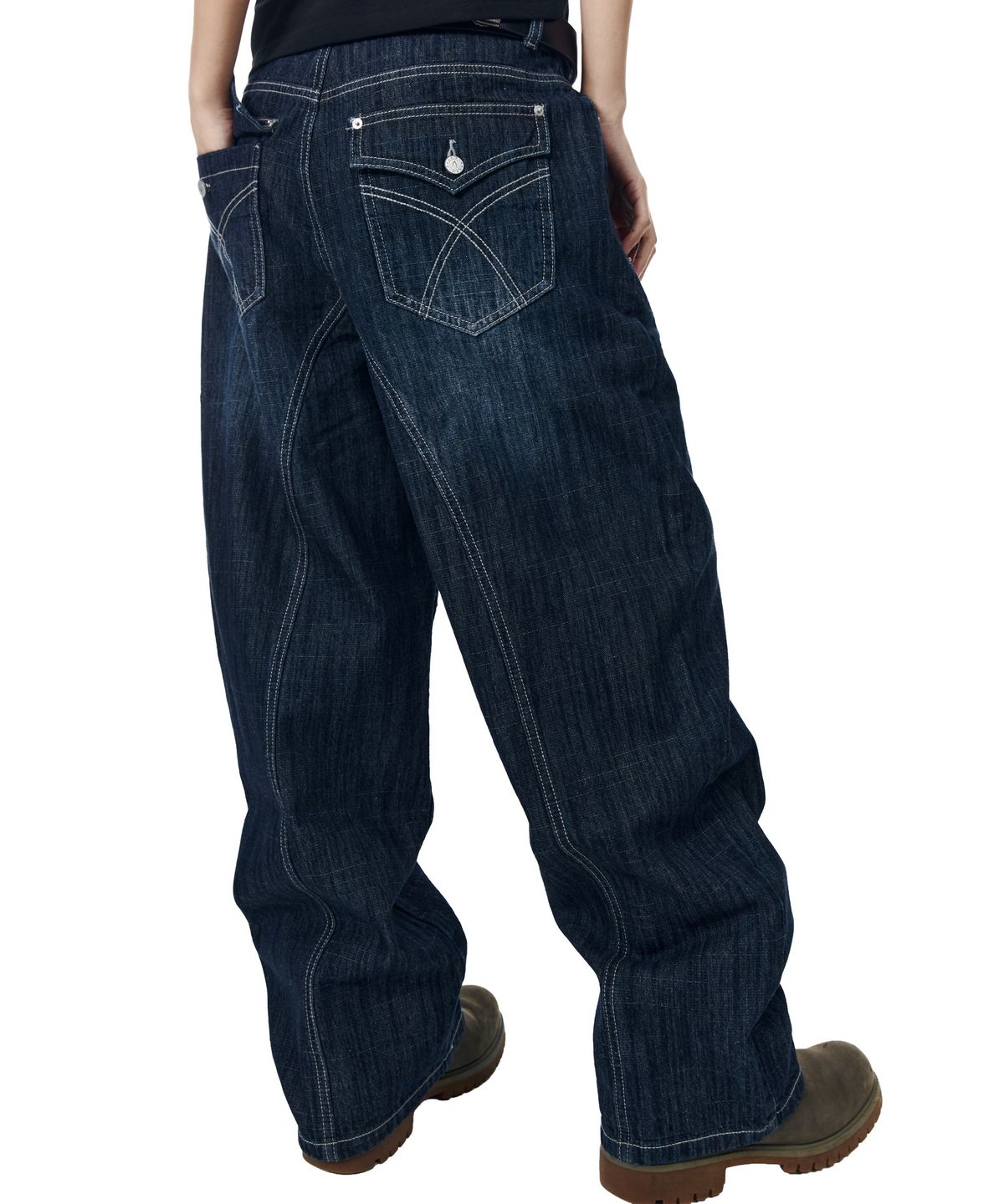 아캄(AAKAM) Oblique Incision Denim Pants (Blue)
