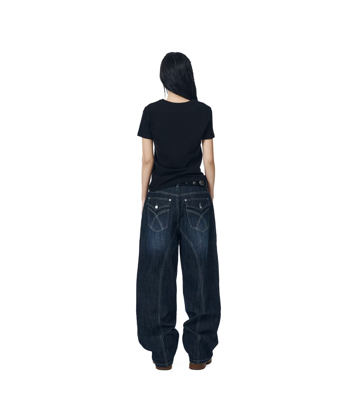 아캄(AAKAM) Oblique Incision Denim Pants (Blue)