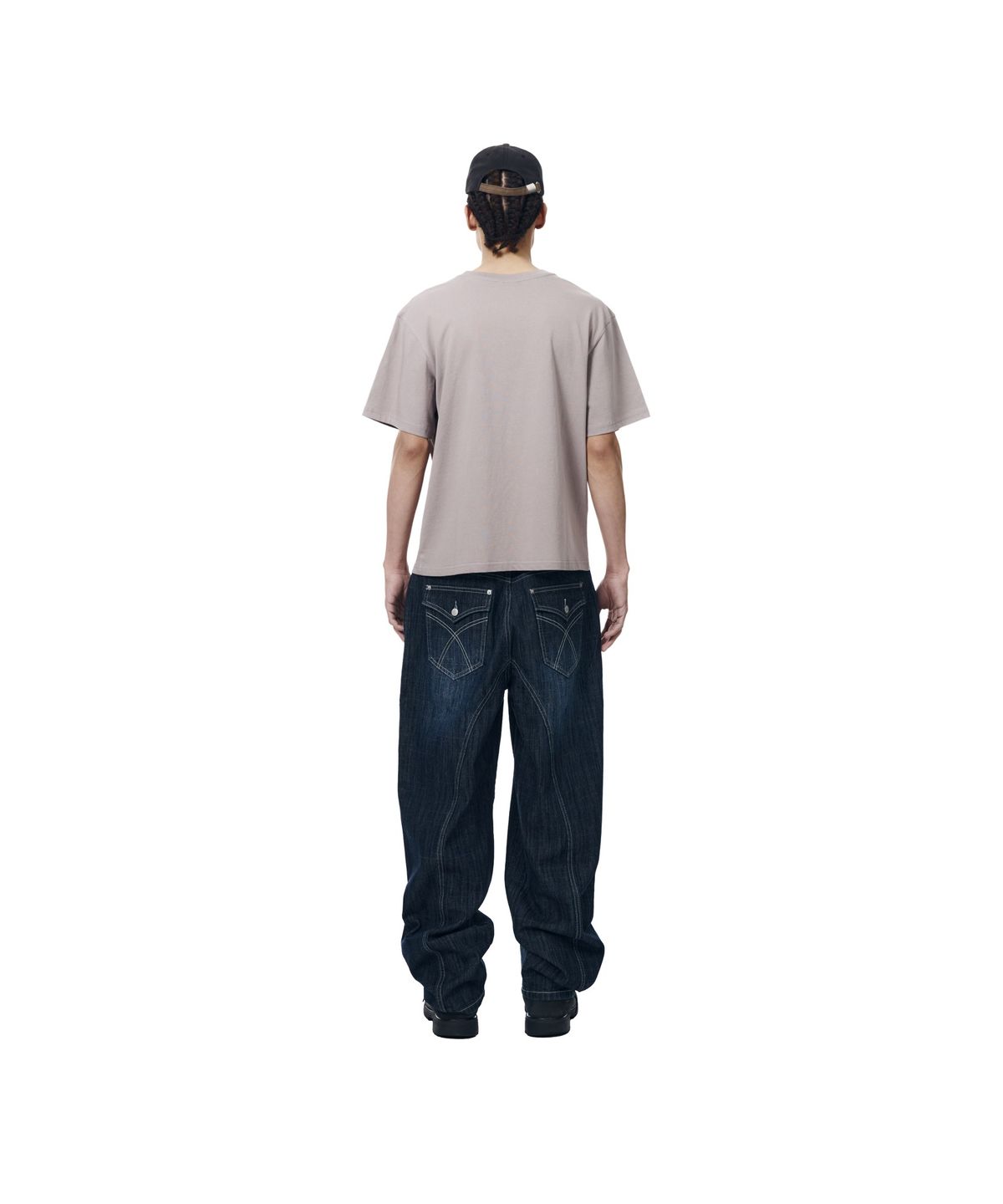 아캄(AAKAM) Oblique Incision Denim Pants (Blue)
