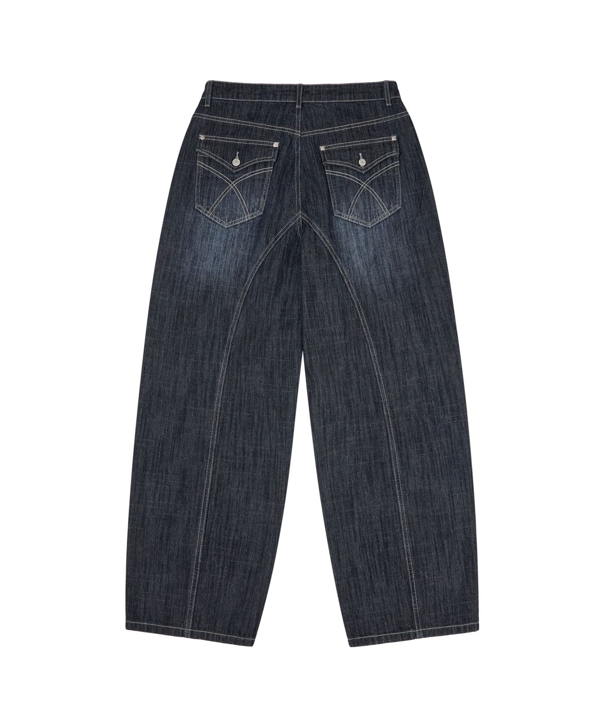 아캄(AAKAM) Oblique Incision Denim Pants (Blue)