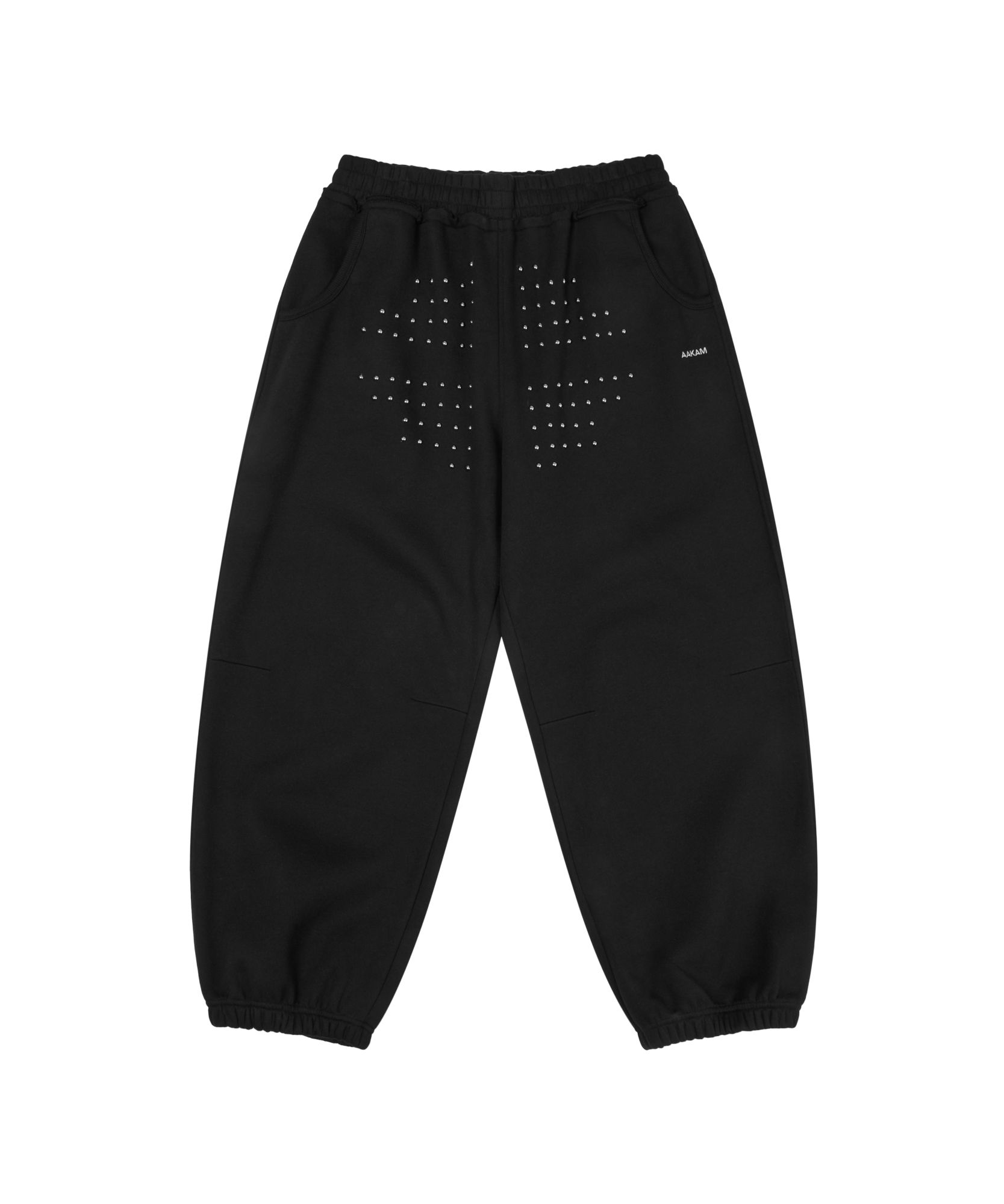 MUSINSA公式 | AAKAM Go-Cross Studded Sweatpants (Black)