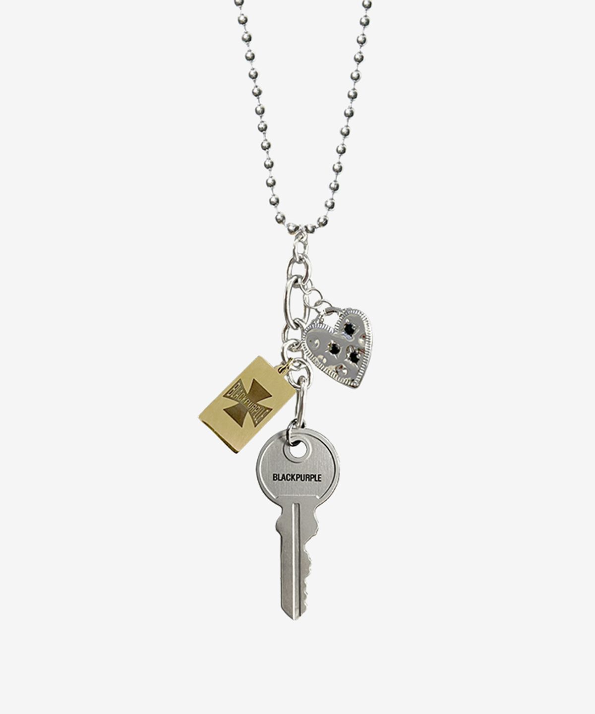 블랙 퍼플(BLACK PURPLE) 러브 & 록 팬던트 목걸이 Love & Lock Pendant Necklace