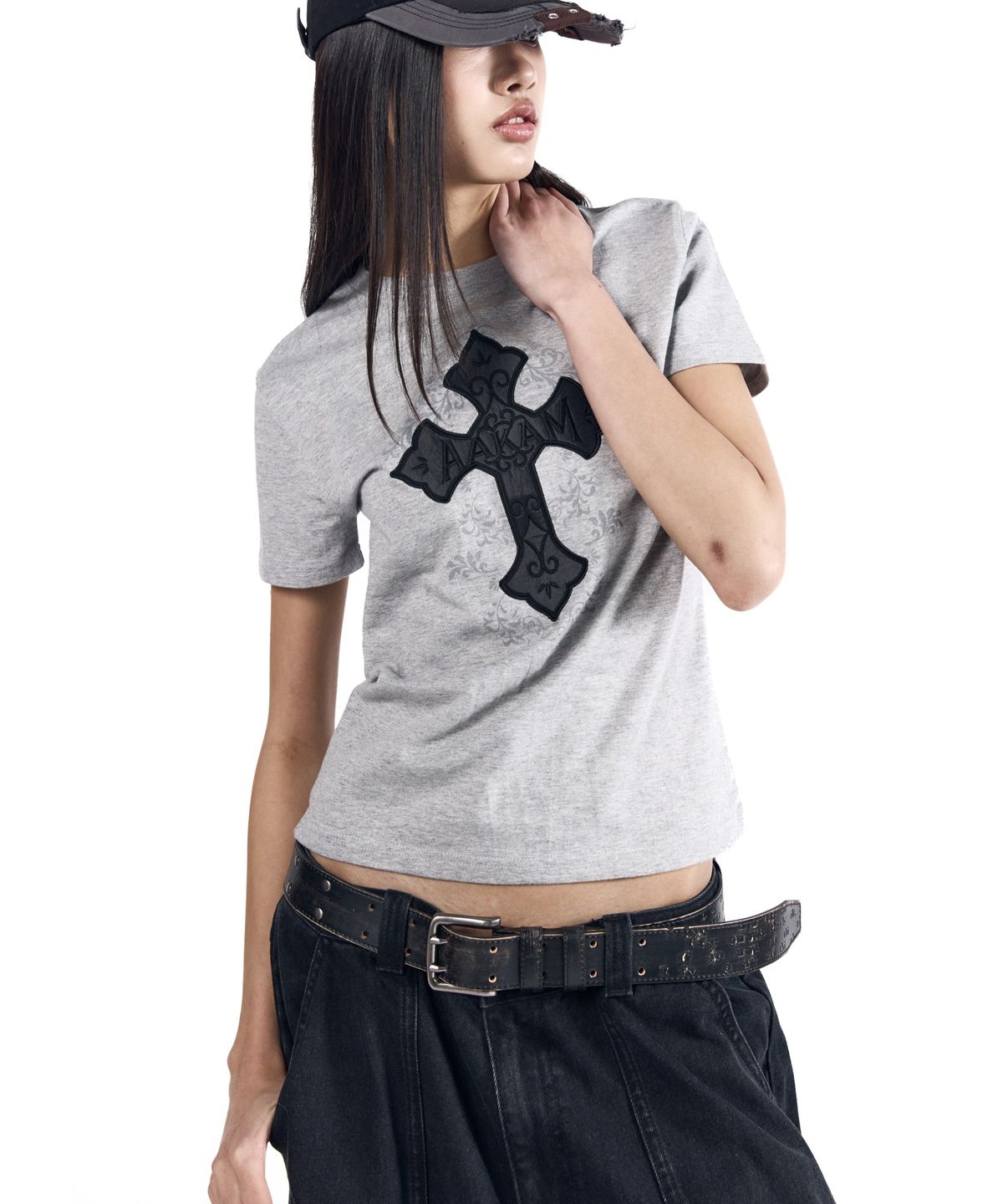 아캄(AAKAM) Typography Leather Belt (Black)