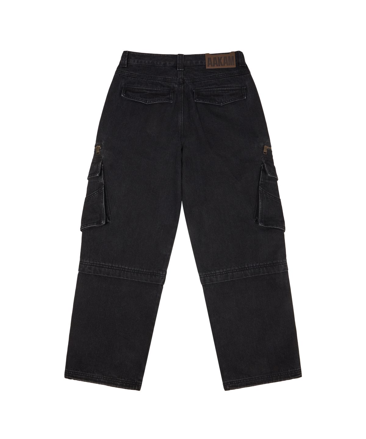 아캄(AAKAM) Knee Incision Zippered Cargo Pants (Black)
