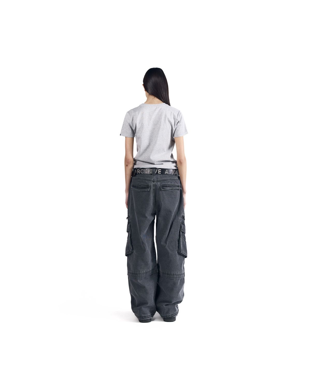 아캄(AAKAM) Knee Incision Zippered Cargo Pants (Gray)