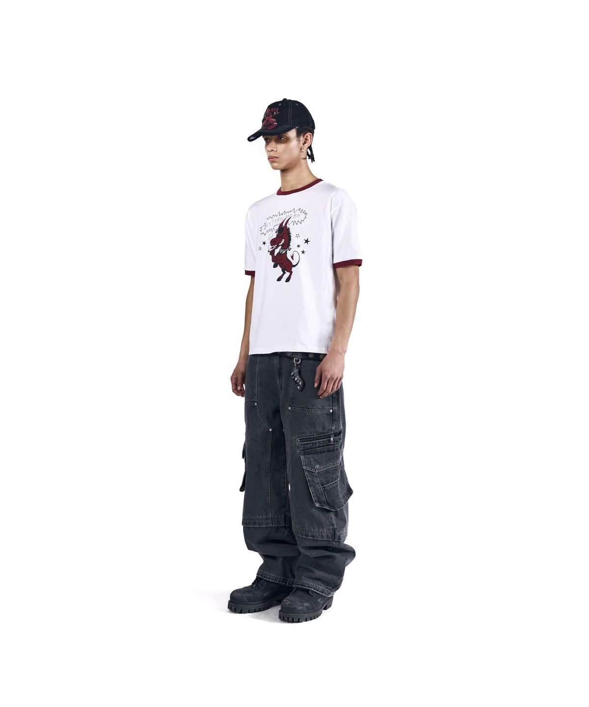 아캄(AAKAM) Knee Incision Zippered Cargo Pants (Gray)