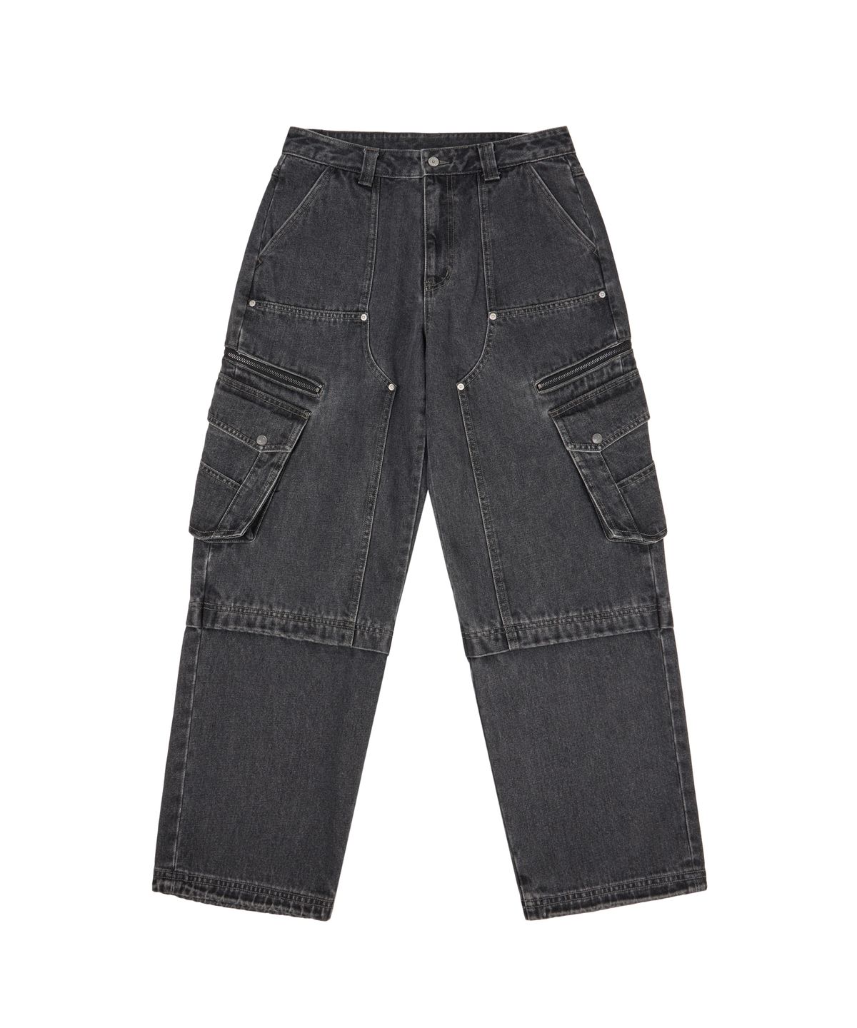 아캄(AAKAM) Knee Incision Zippered Cargo Pants (Gray)