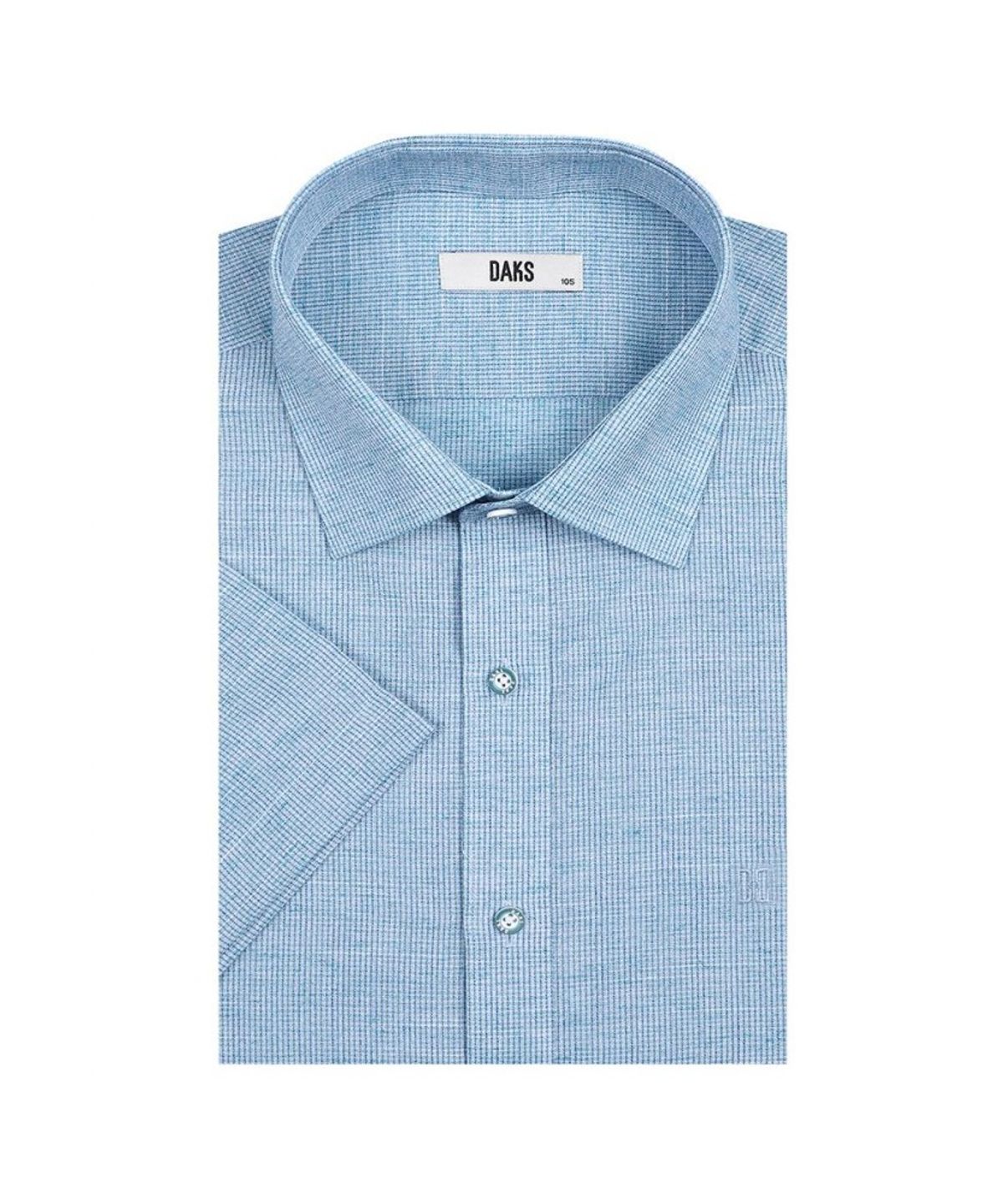 닥스셔츠(DAKS SHIRTS) 노케어 린넨혼방 솔리드패턴 반팔셔츠 레귤러핏_DLS1SHDS124E1