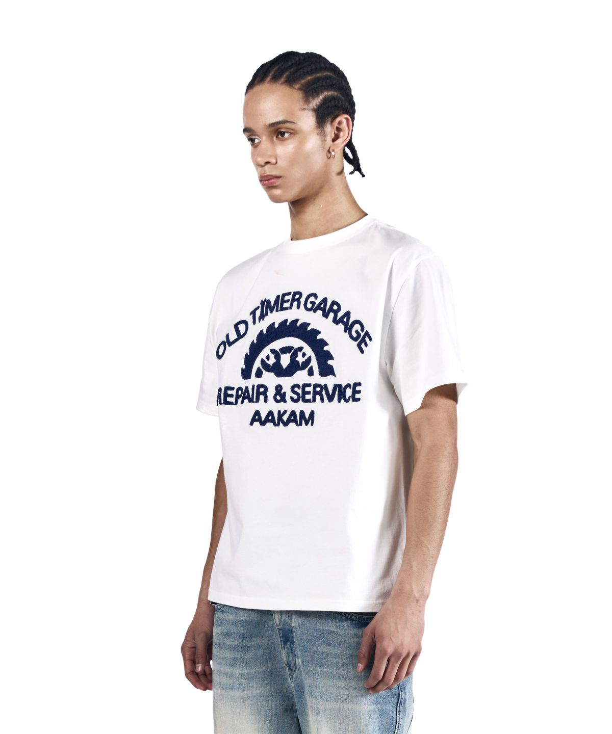 아캄(AAKAM) Repair Service Boucle Half Top (White)