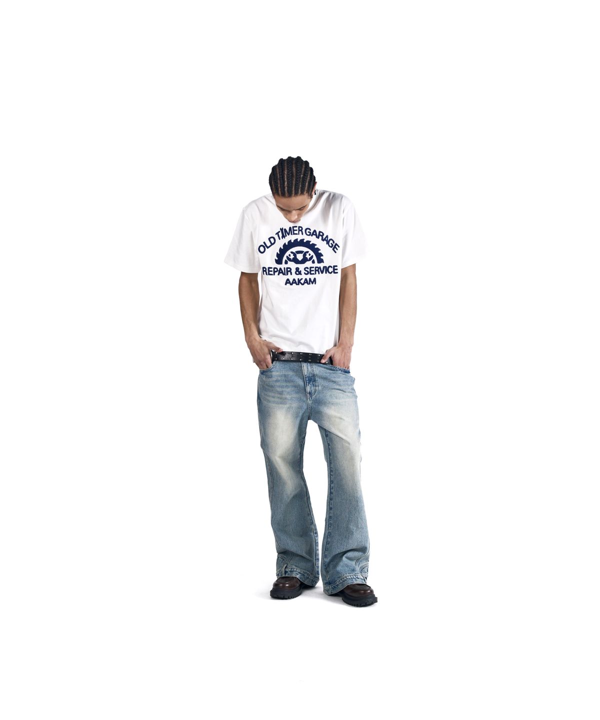 아캄(AAKAM) Repair Service Boucle Half Top (White)