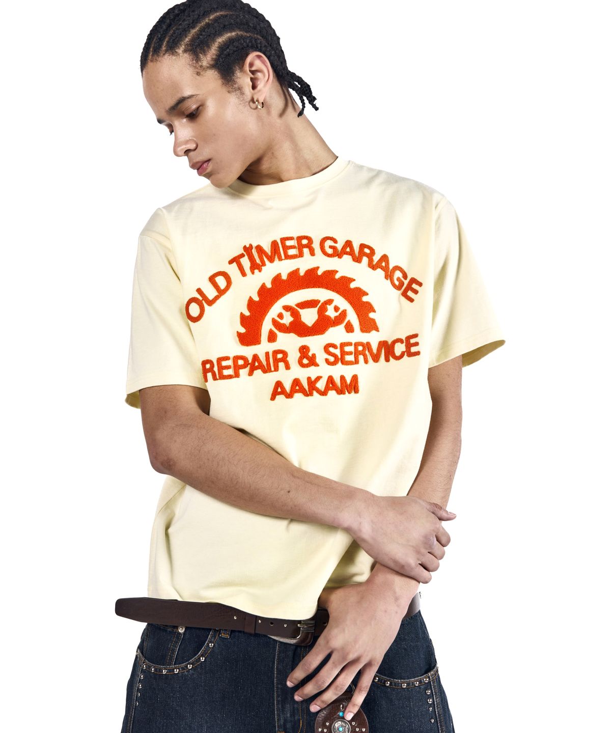아캄(AAKAM) Repair Service Boucle Half Top (Cream)