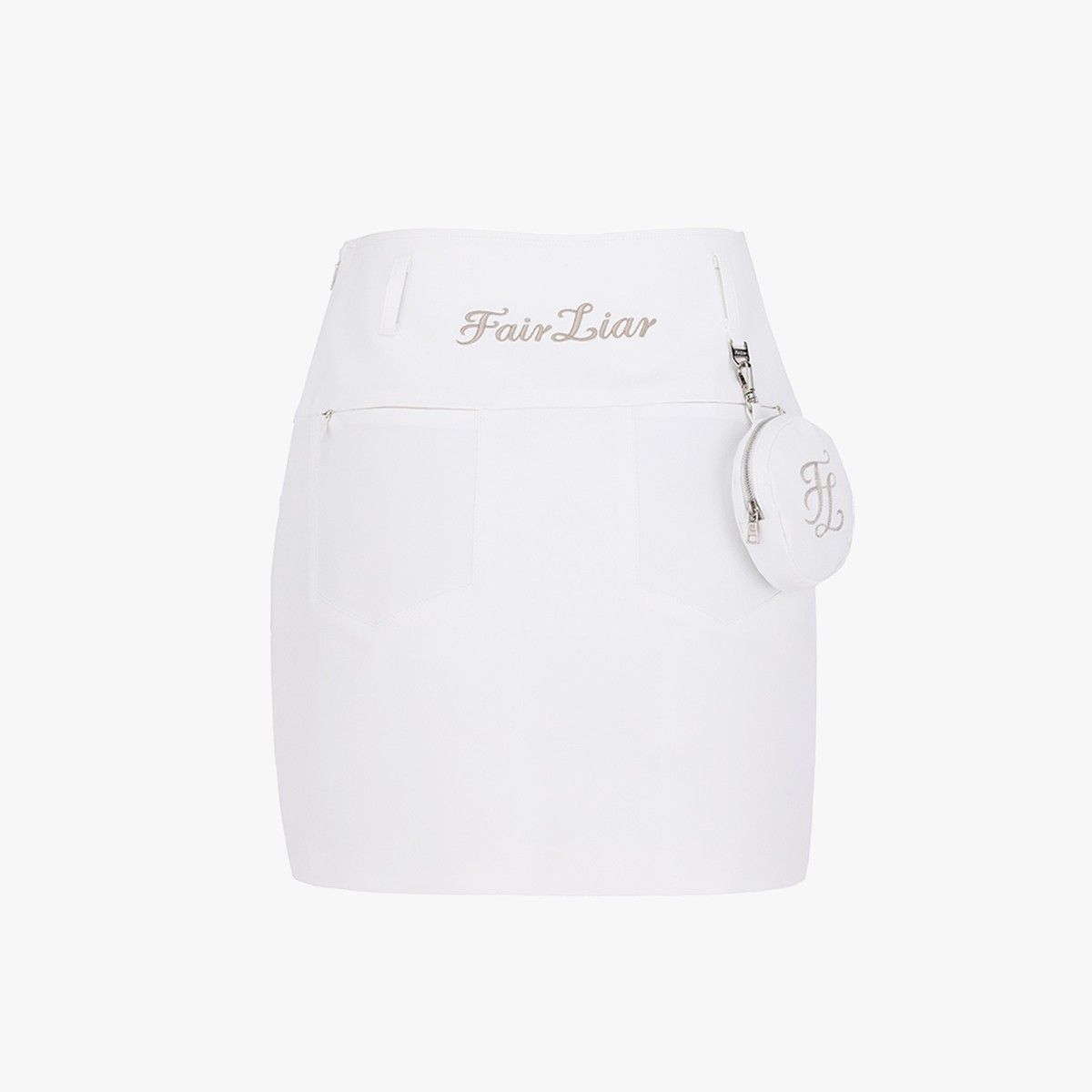 페어라이어 골프(FAIRLIAR GOLF) 볼주머니 H라인 하이웨스트 스커트 (화이트)