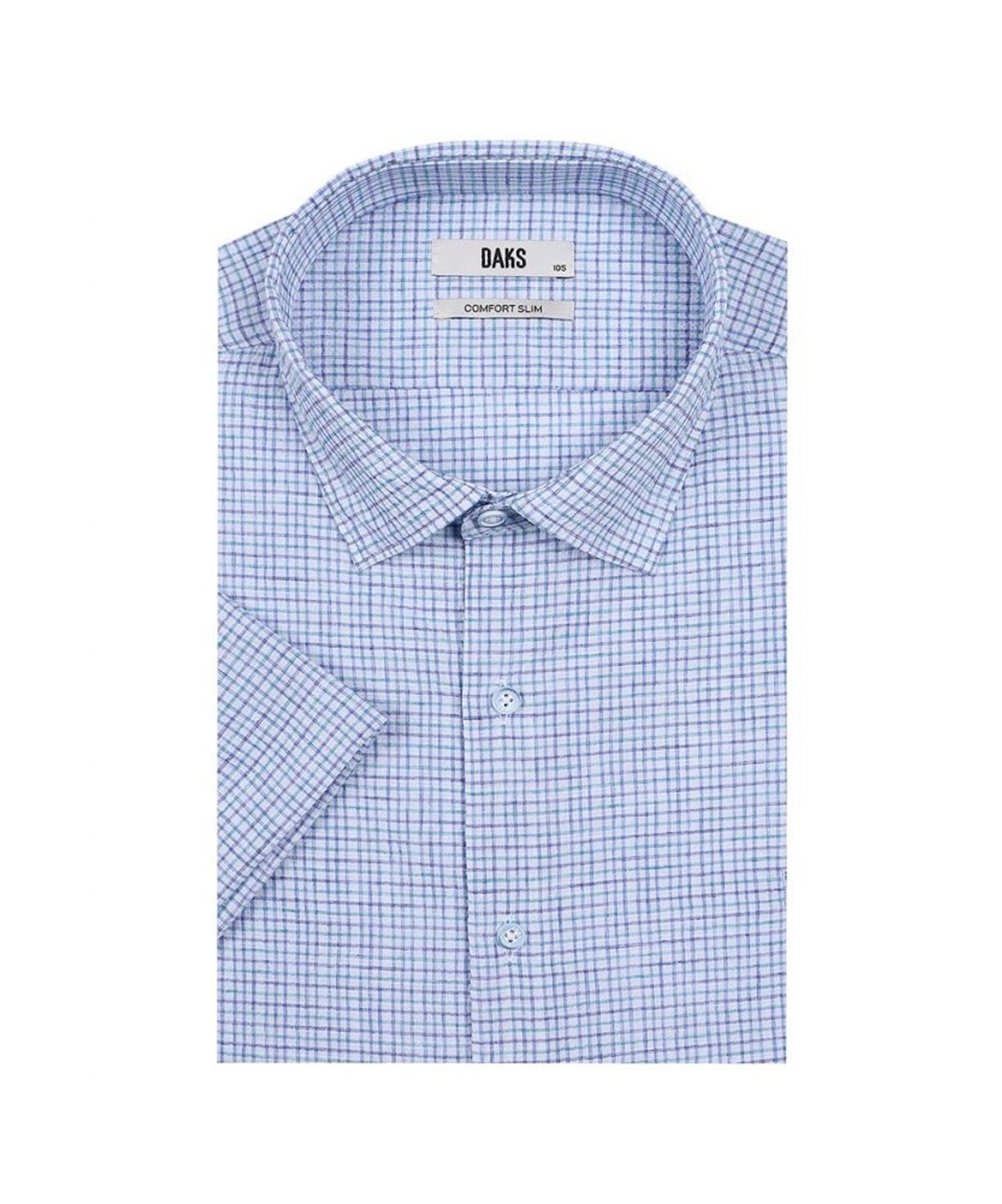 닥스셔츠(DAKS SHIRTS) 노케어 린넨혼방 마이크로체크 스트레치 반팔셔츠 컴포트슬림핏_DLS1SHDS224B1