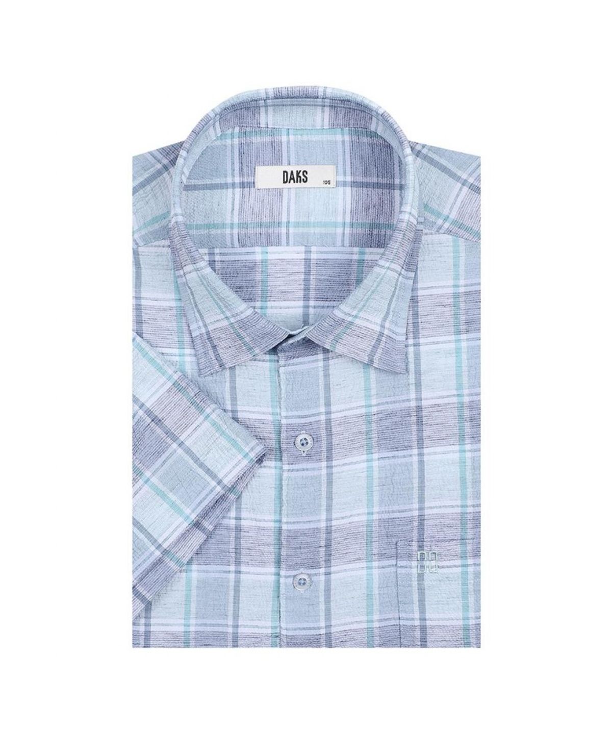 닥스셔츠(DAKS SHIRTS) 린넨혼방 이지케어 미디움체크 스트레치 반팔셔츠_DLS3SHCS120B1