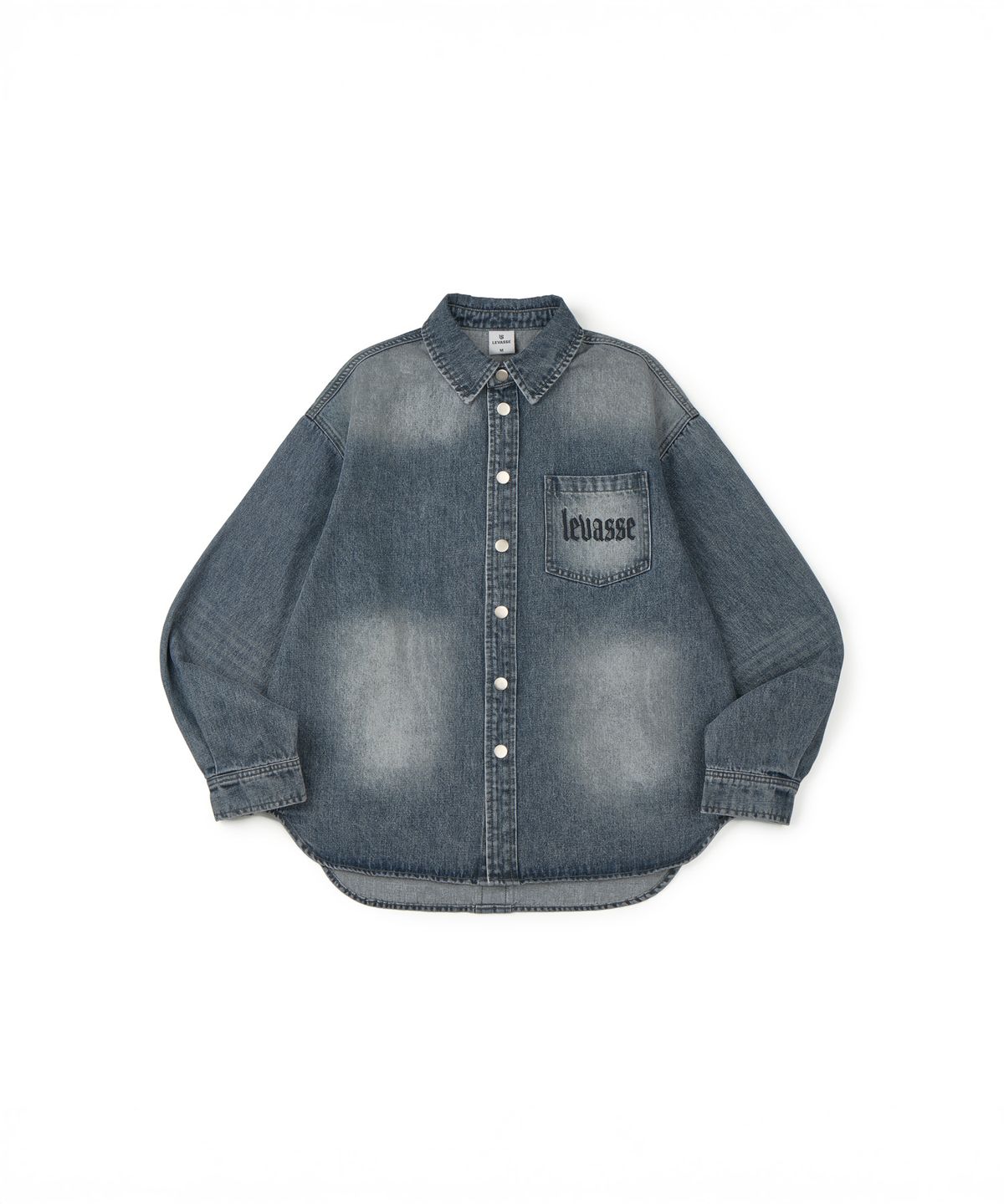 르바세(LEVASSE) Signature Lettering  Denim Shirt Jacket_Black