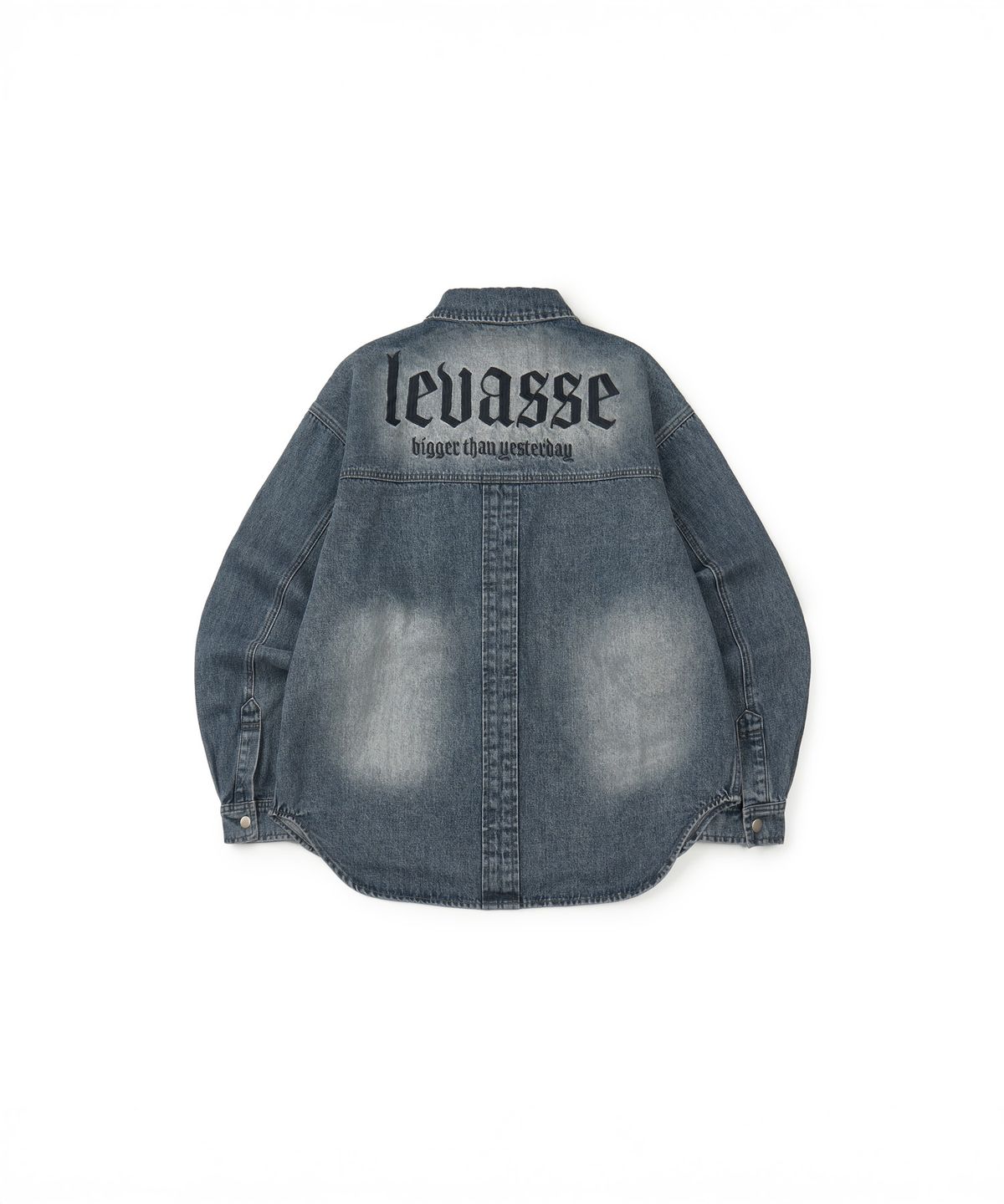 르바세(LEVASSE) Signature Lettering  Denim Shirt Jacket_Black