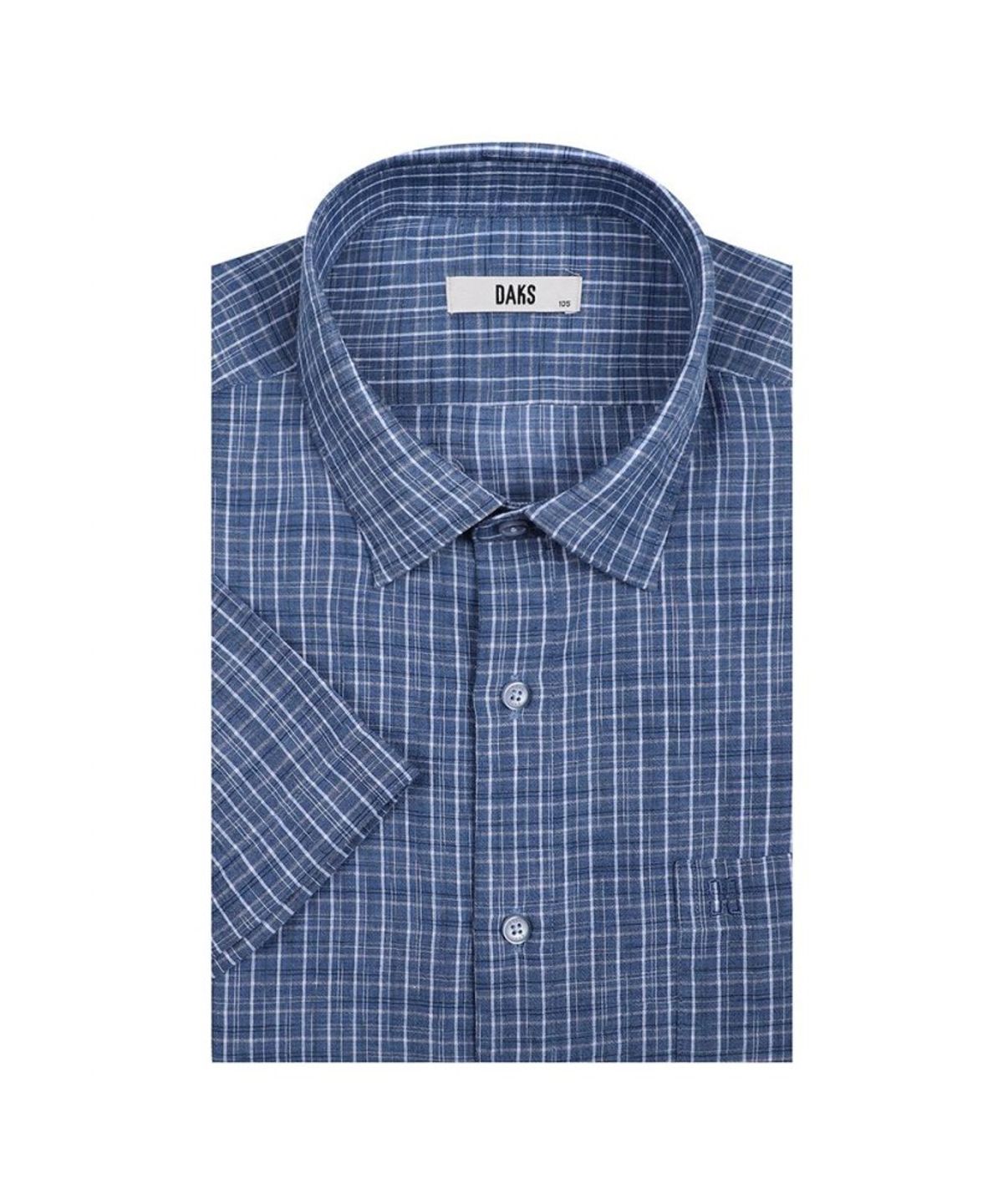 닥스셔츠(DAKS SHIRTS) 린넨혼방 스몰체크 반팔셔츠 레귤러핏 네이비_DLS2SHCS112N1